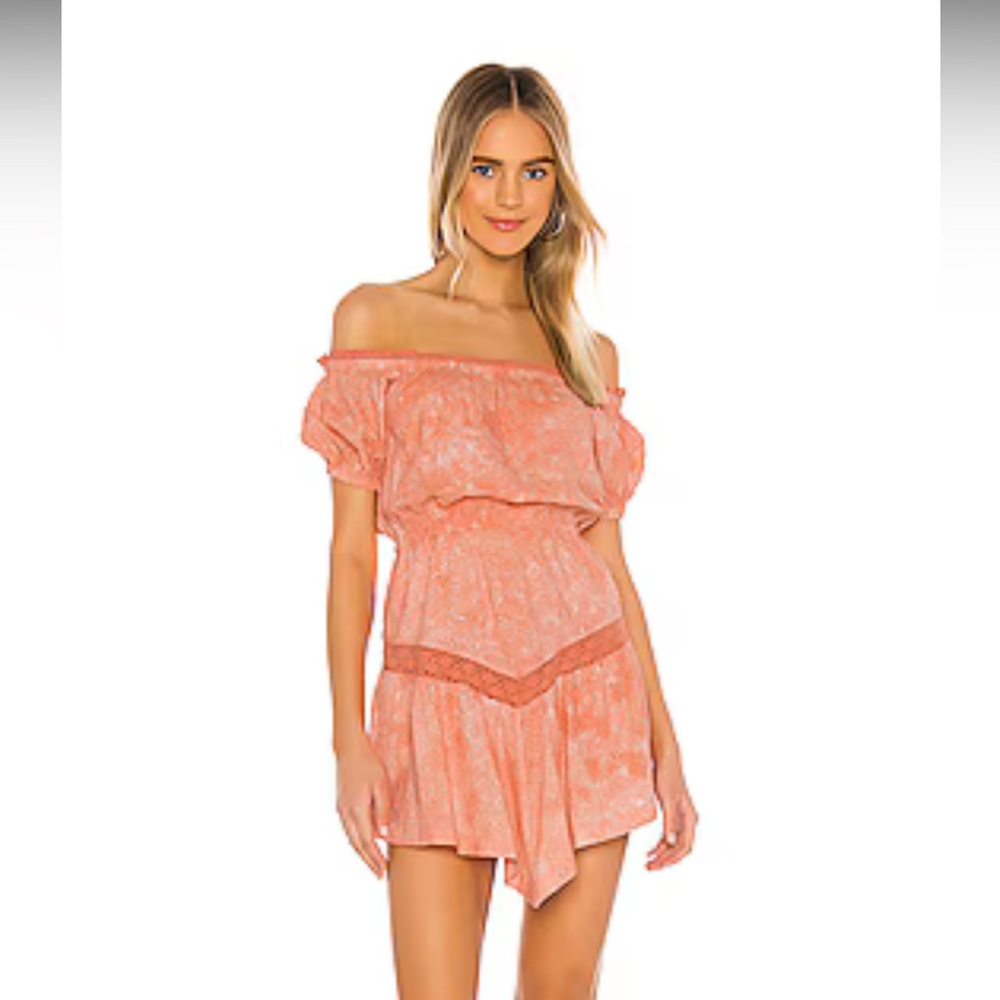 Tularosa Coral Off-Shoulder Dress